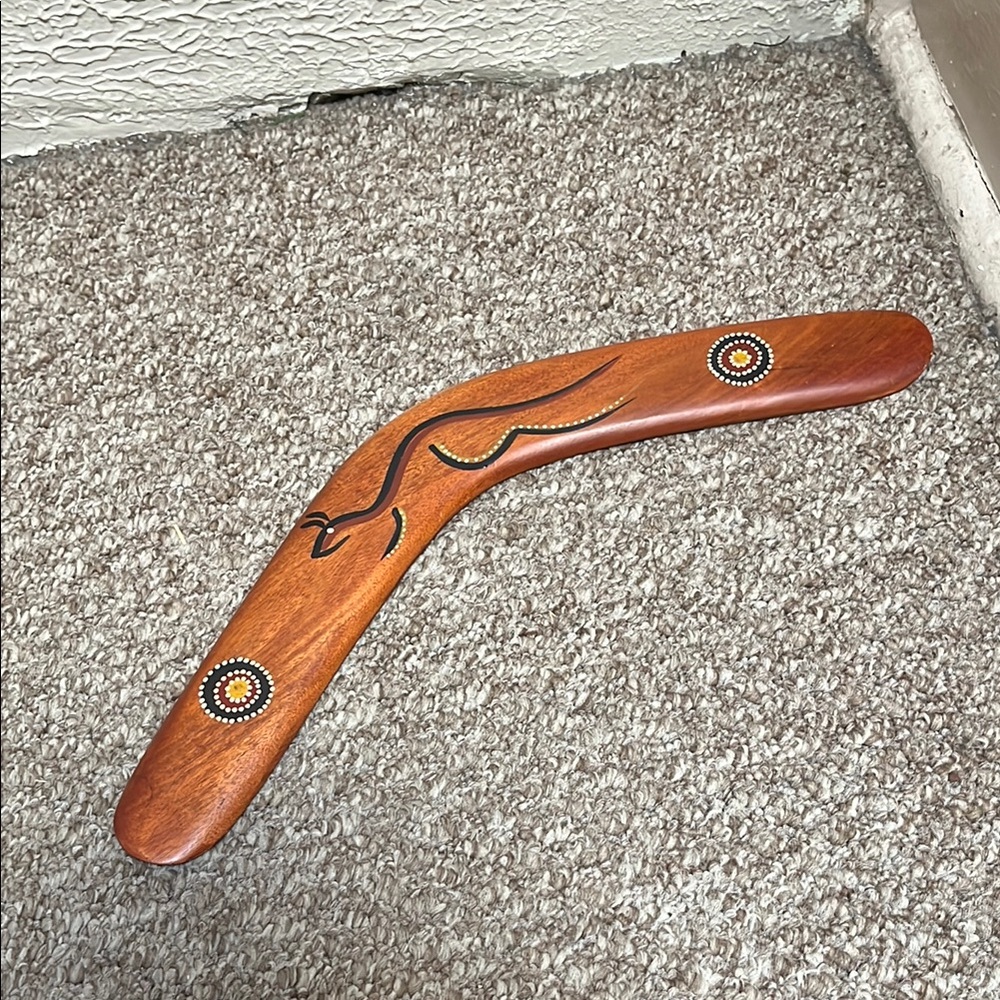 Decorative Wooden Boomerang with Art